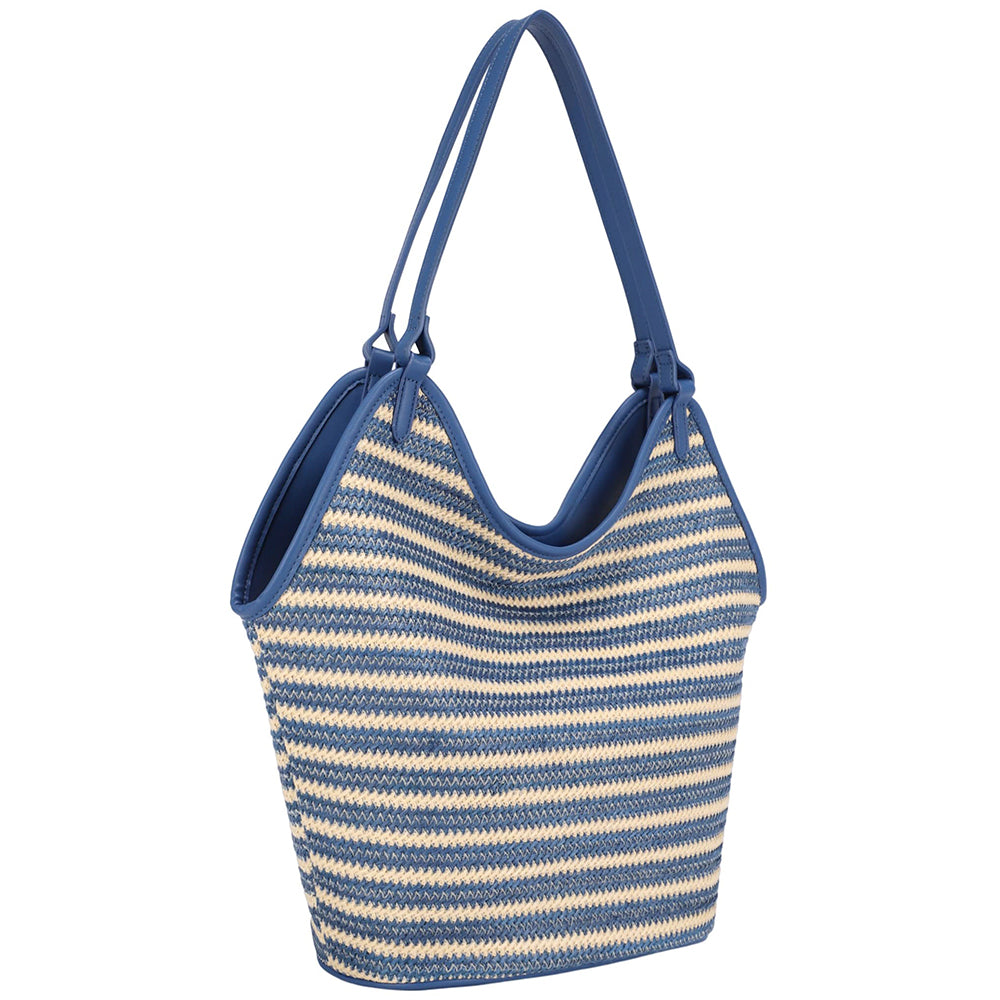 STRIPED WOVEN TOTE BAG