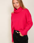 RIBBED BOXY COWL NECK SWEATER