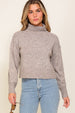 PLEAT CUFF CROP TURTLENECK SWEATER