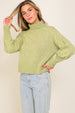 PLEAT CUFF CROP TURTLENECK SWEATER