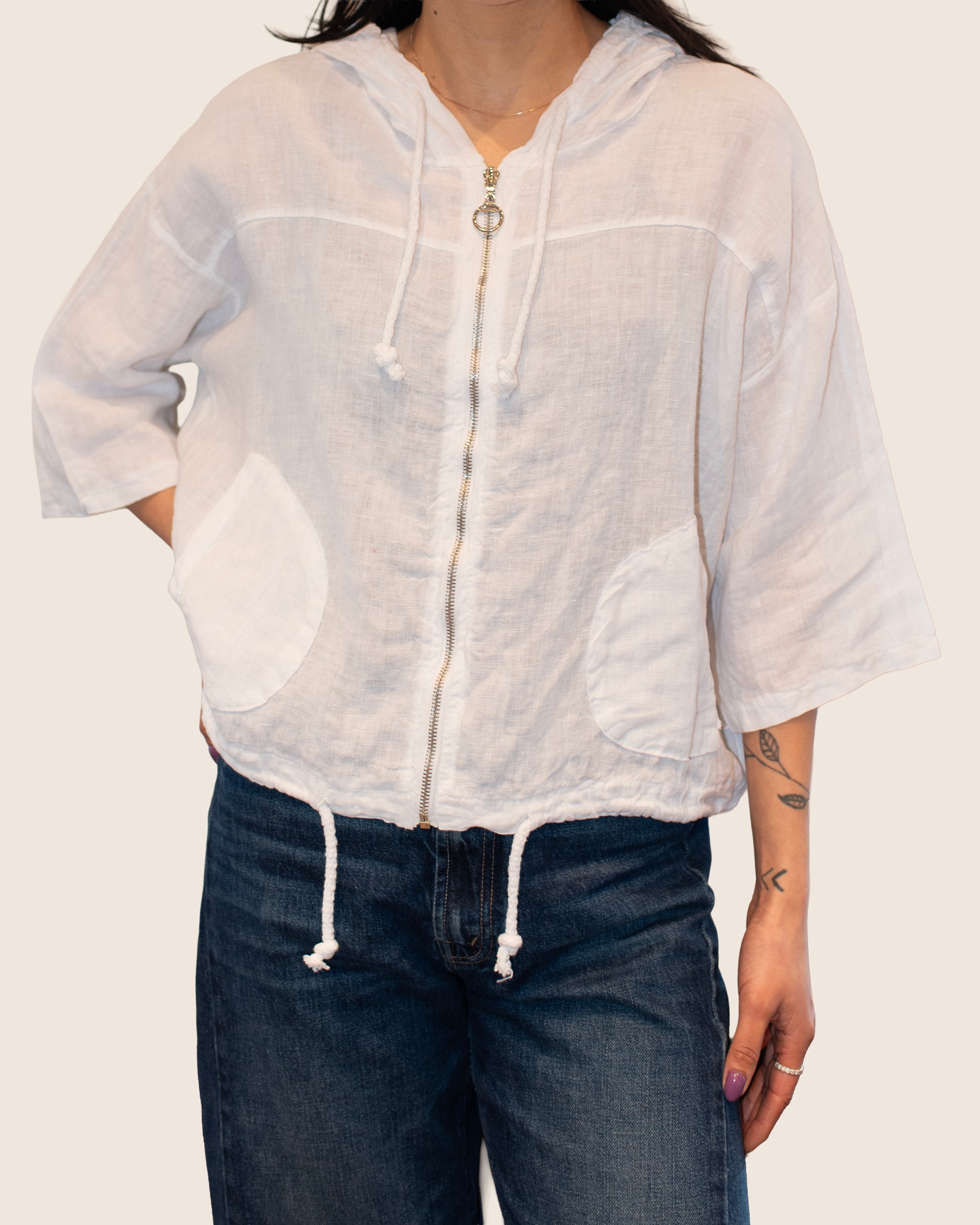 LINEN ZIP HOODIE