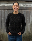 MESH STITCH CONFETTI CREW NECK SWEATER