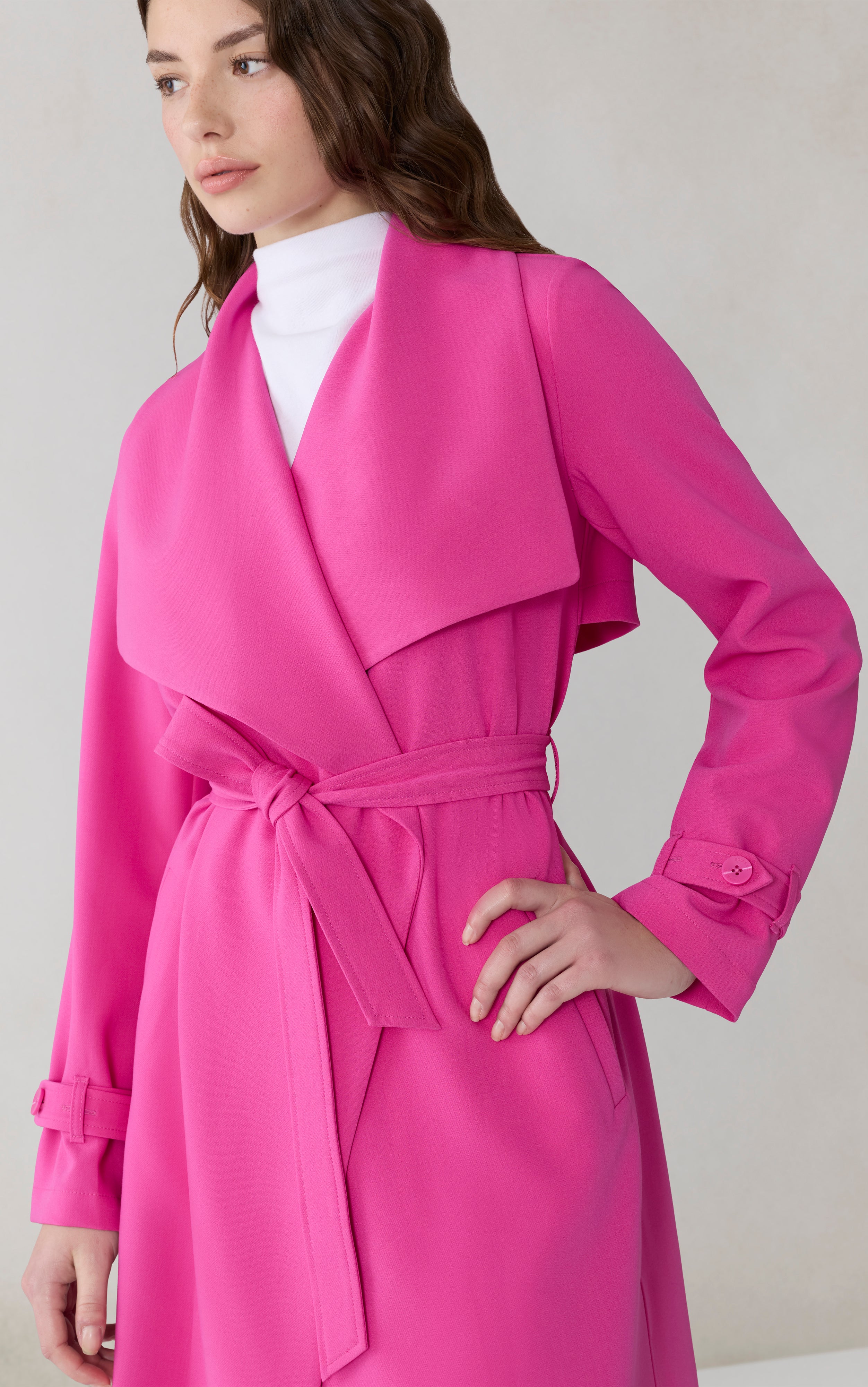 OLIVIA CASCADE COLLAR TRENCH COAT
