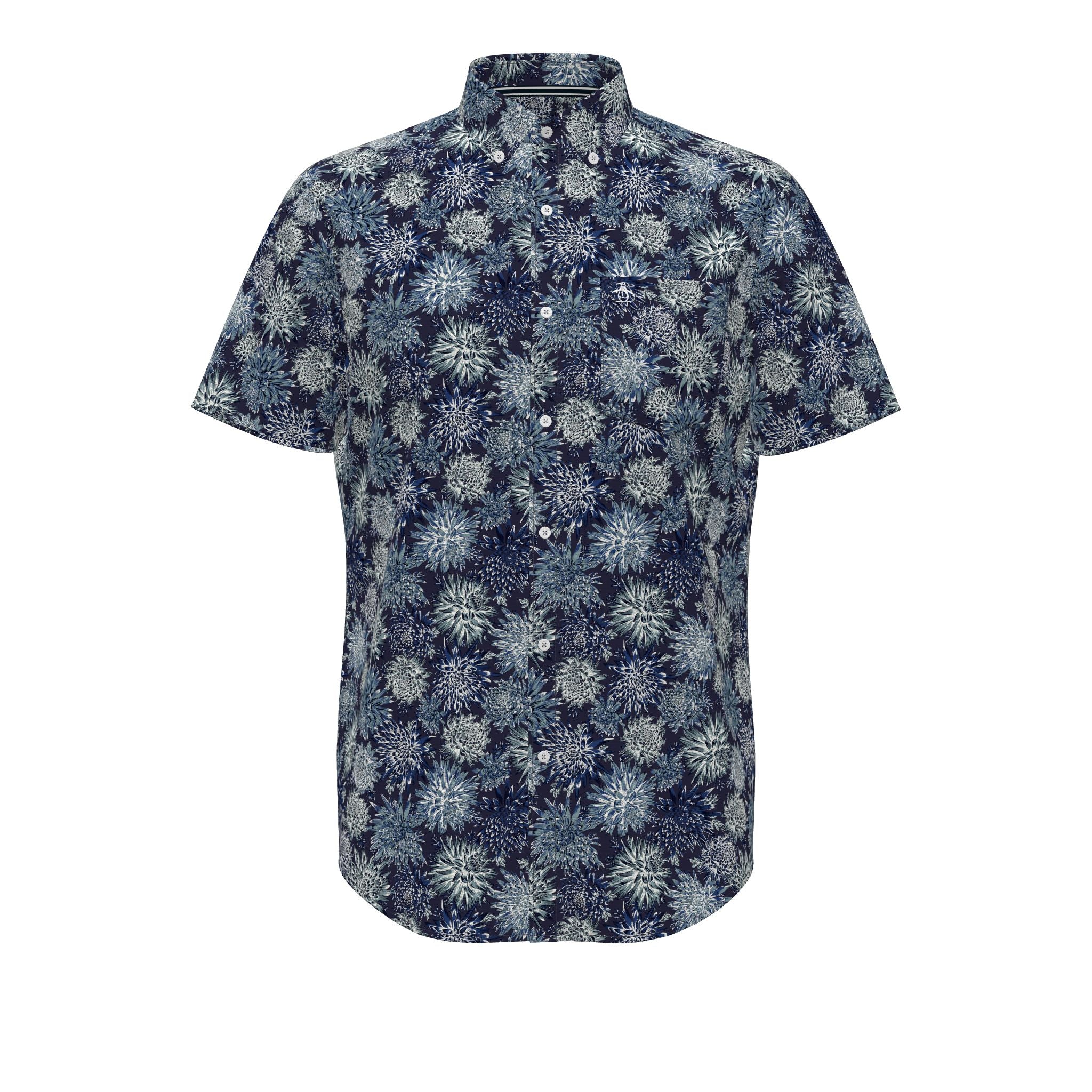 Blue floral shirt mens best sale