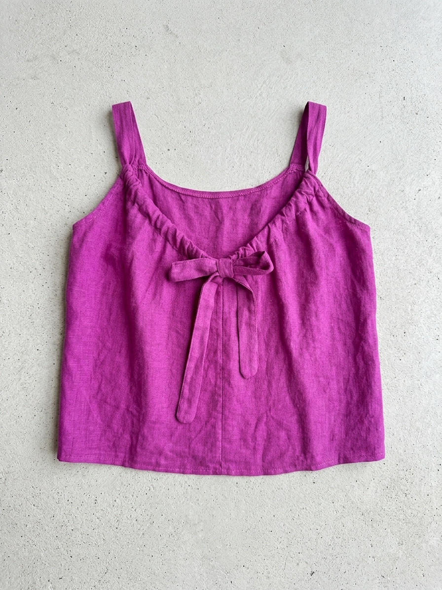 LINEN TANK WITH BOW DETAIL