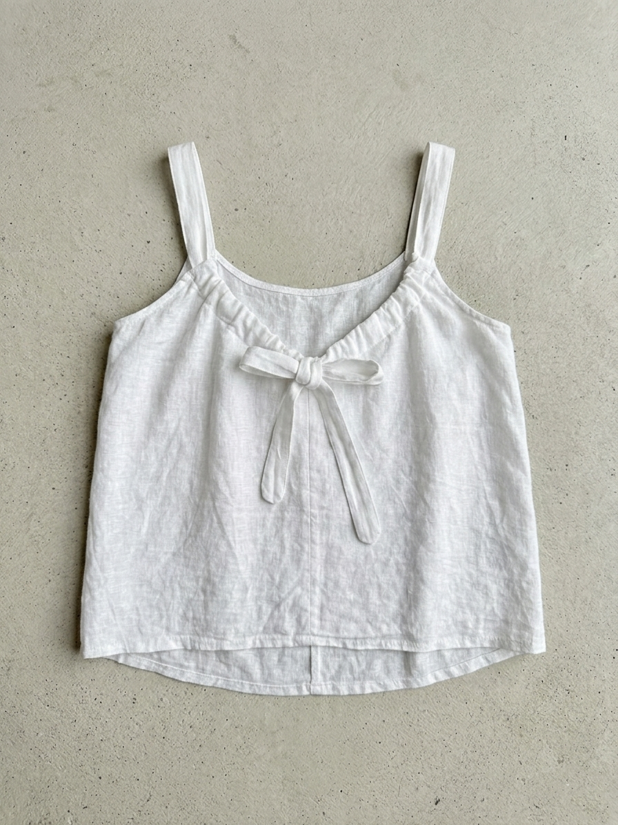 LINEN TANK WITH BOW DETAIL