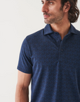 LINED FLOWERS ALL OVER PRINT POLO - Navy Pattern