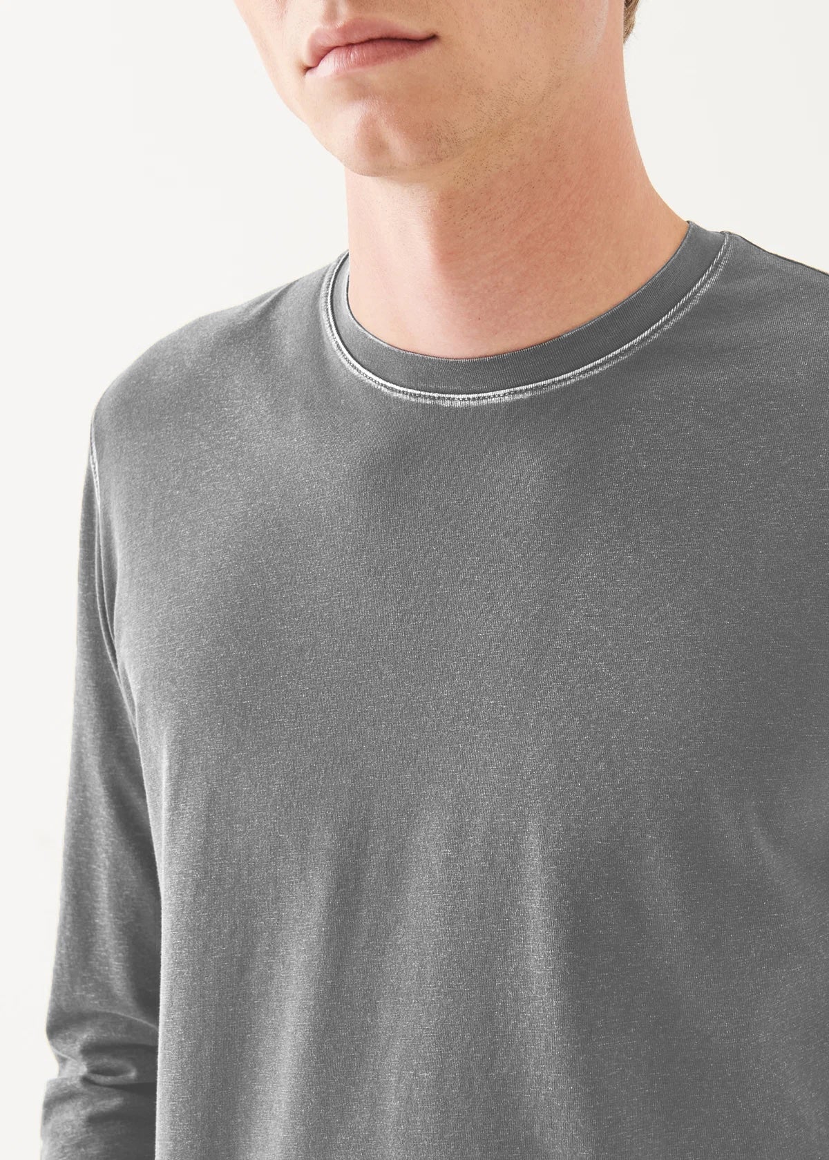 LONG SLEEVE PIMA COTTON VINTAGE WASH CREW NECK TEE