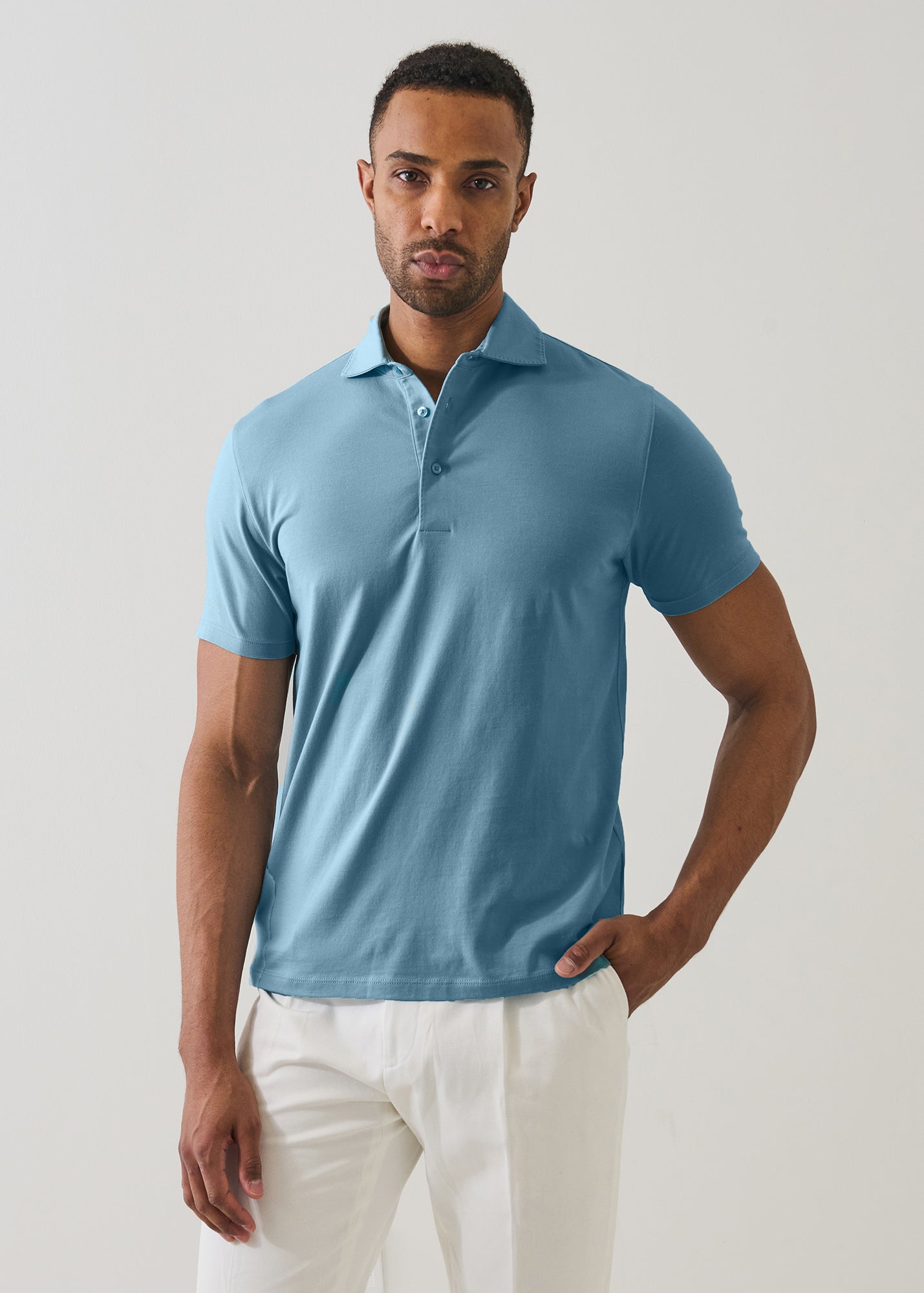 SHORT SLEEVE ICONIC PIMA COTTON STRETCH AMF STITCH POLO