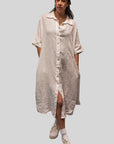 MAXI LINEN BLOUSE DRESS