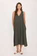 MIDI LINEN SLEEVELESS DRESS