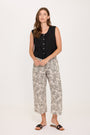 DIGITAL ROSES CROPPED LINEN PANT