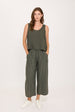 PINSTRIPED CROPPED LINEN PANT