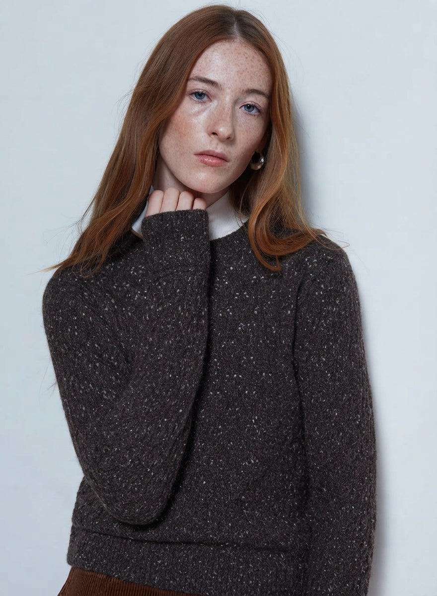 4-PLY FANCY STITCH CREW NECK SWEATER