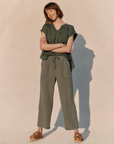 splendid angie pant in vintage olive, stylized view