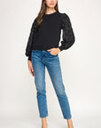 ROSETTE PUFF SLEEVE TOP