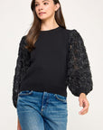 ROSETTE PUFF SLEEVE TOP