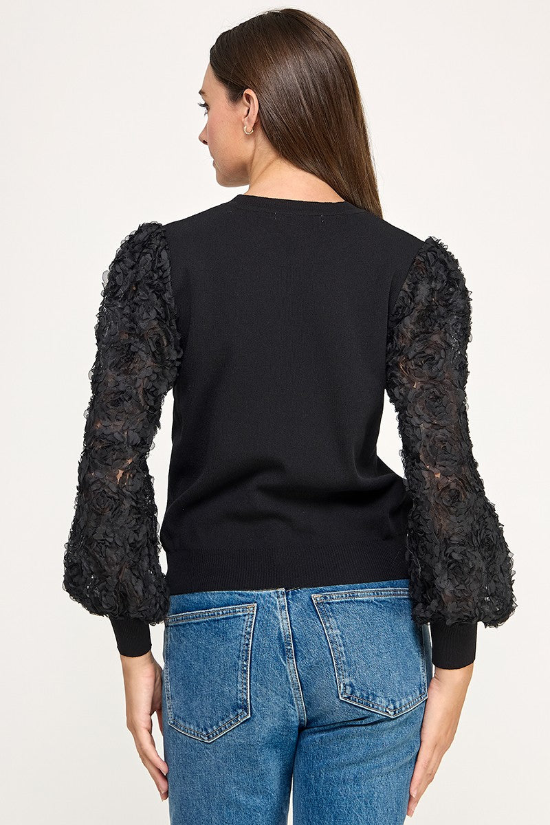 ROSETTE PUFF SLEEVE TOP