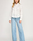 EYELET LONG SLEEVE SHIRT