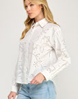 EYELET LONG SLEEVE SHIRT