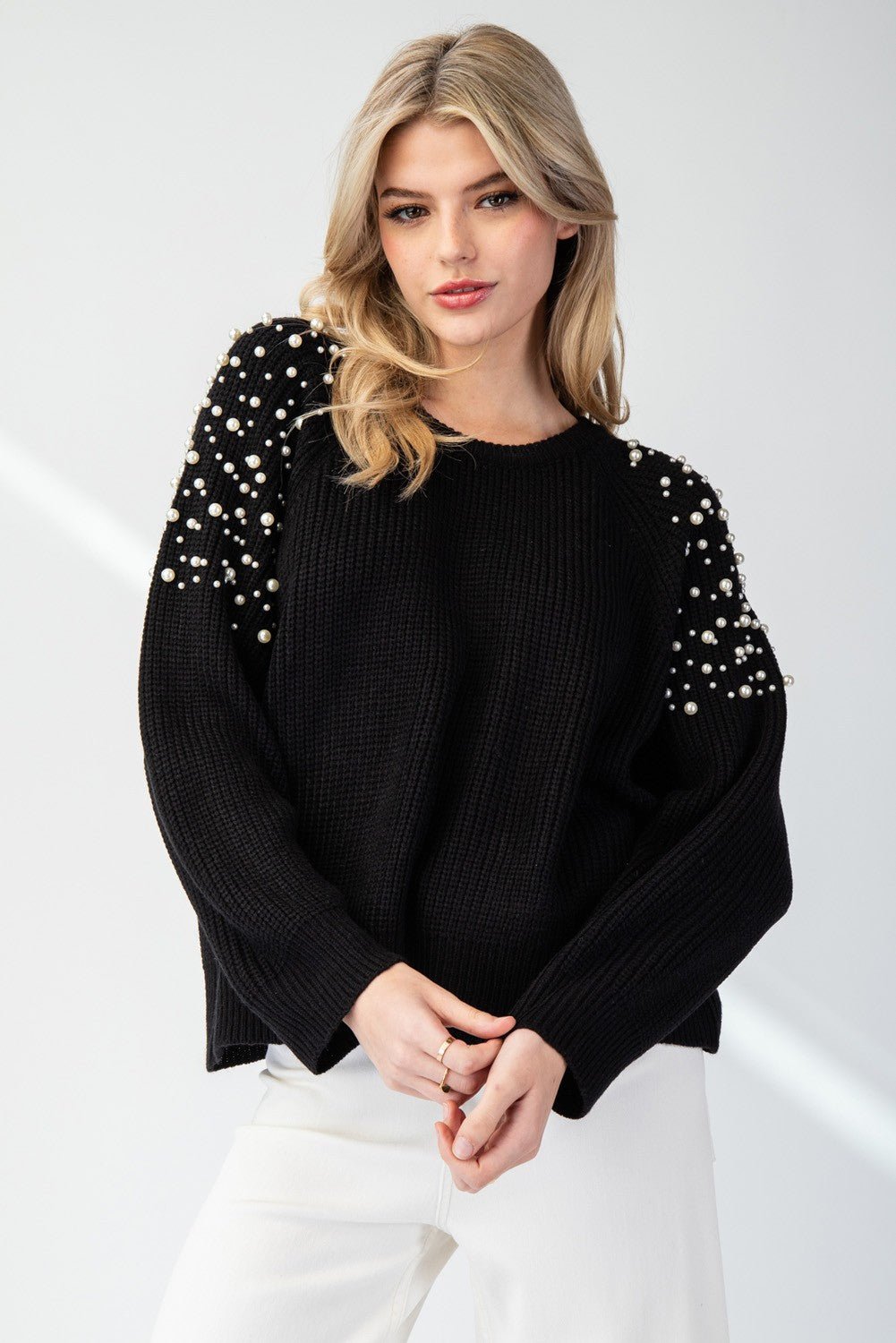 PEARL SHOULDER SWEATER