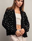 PEARL CABLE KNIT CARDIGAN