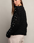 PEARL CABLE KNIT CARDIGAN