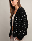 PEARL CABLE KNIT CARDIGAN