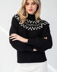 GEOMETRIC MOCK NECK SWEATER