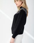 GEOMETRIC MOCK NECK SWEATER