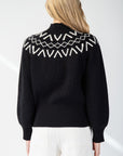 GEOMETRIC MOCK NECK SWEATER