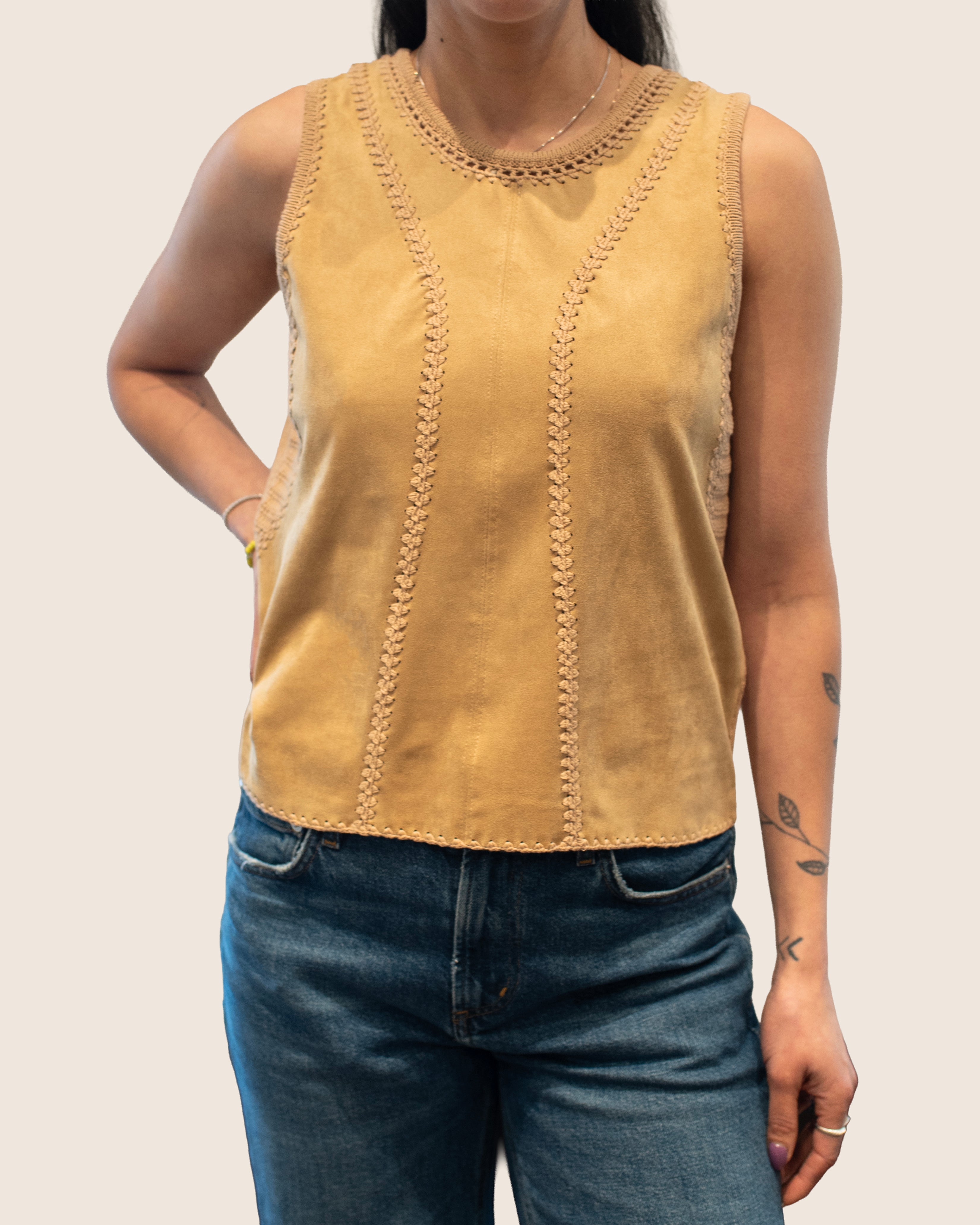 FAUX LEATHER &amp; SUEDE TANK