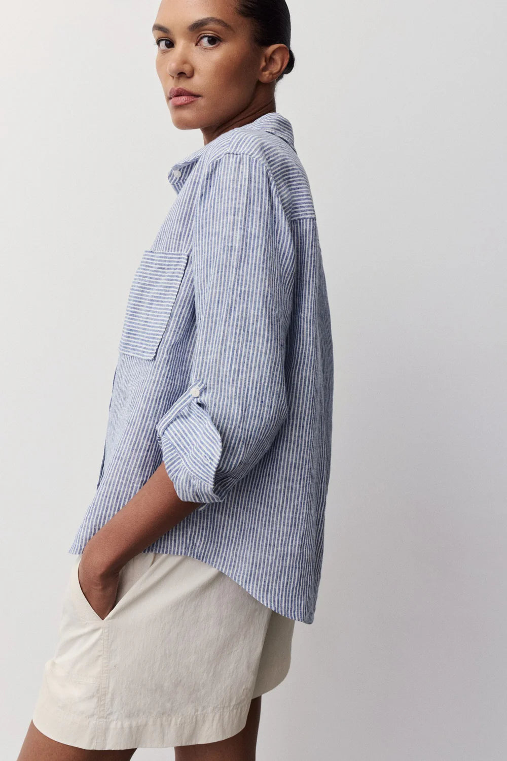 MOCA STRIPED LINEN SHIRT