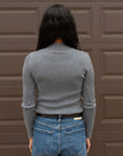 MOCK NECK FINE KNIT TOP