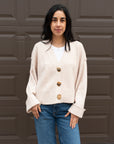 V-NECK CARDIGAN WITH GOLD BUTTONS