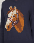 HORSE PRINT SWEATER WITH ELBOW PATCH