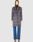 SCARLETT PLAID NOTCH COLLAR WOOL COAT