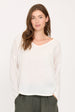 LINEN & KNITTED VISCOSE LONG SLEEVE TOP