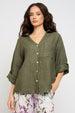 V-NECK LINEN BLOUSE WITH POCKET