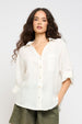 V-NECK LINEN BLOUSE WITH POCKET