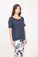 LINEN & KNITTED VISCOSE SHORT SLEEVE TOP