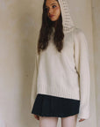 MIXED KNIT HOODIE SWEATER
