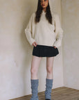 MIXED KNIT HOODIE SWEATER