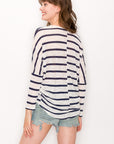 STRIPED LOOSE KNIT DOLMAN SWEATER