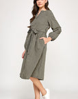 SPLIT NECK GINGHAM DRESS