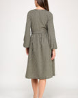SPLIT NECK GINGHAM DRESS