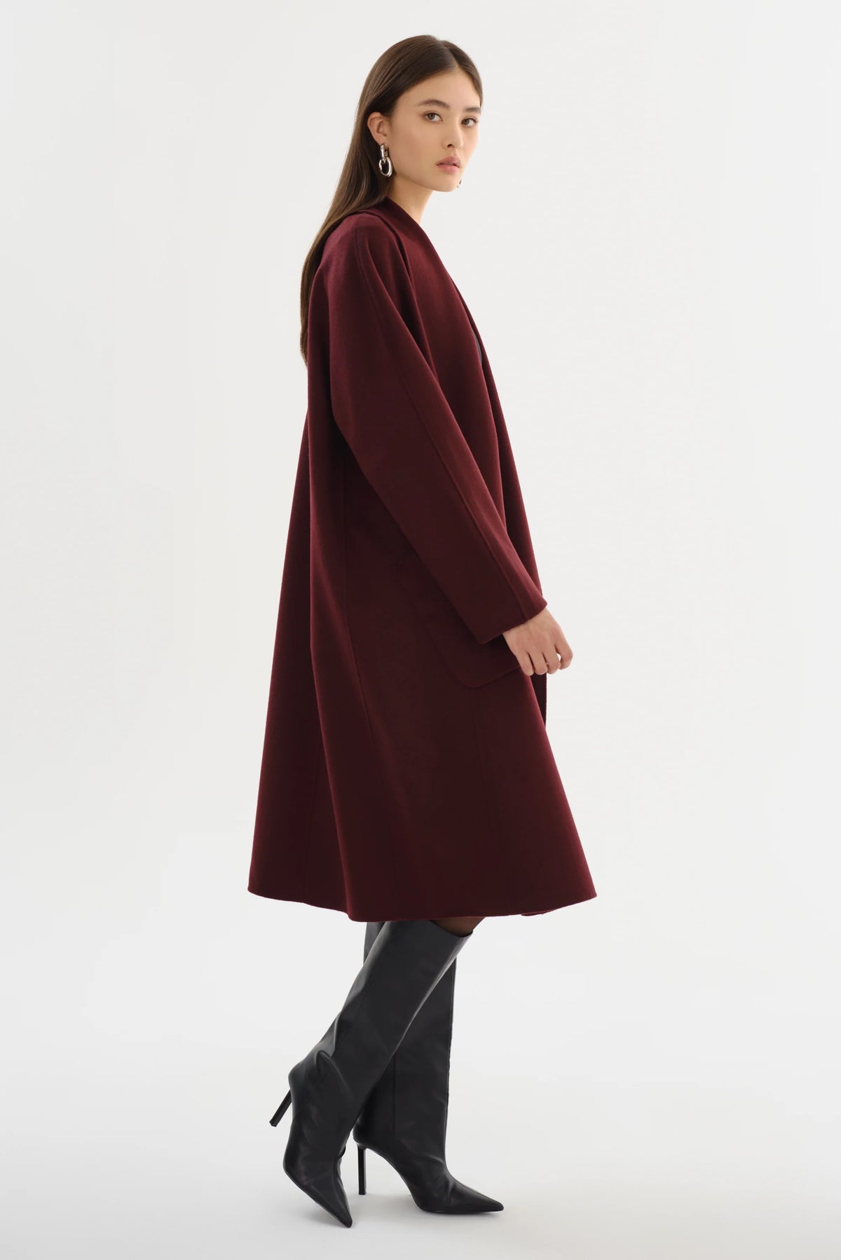 THARA SHAWL COLLAR DOUBLE FACE WOOL COAT