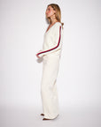 TRUETT STRIPED SLEEVE V-NECK SWEATER