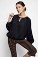 TIE NECK BUBBLE HEM BLOUSE
