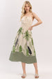 TROPICAL LEAVES SMOCKED WAIST SUNDRESS